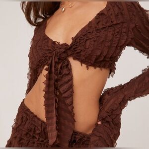LONG SLEEVE SET IN BROWN SHIRRED